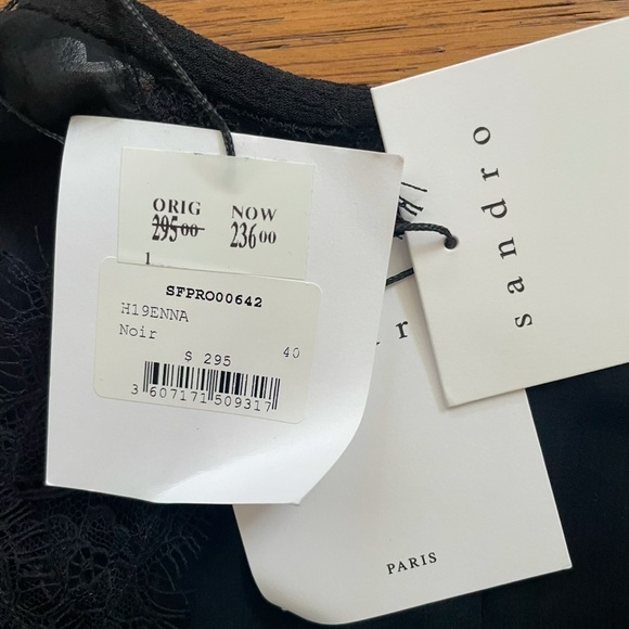 Sandro little black dress with lace inserts. Made in France. Fits like a small. - Picture 5 of 5